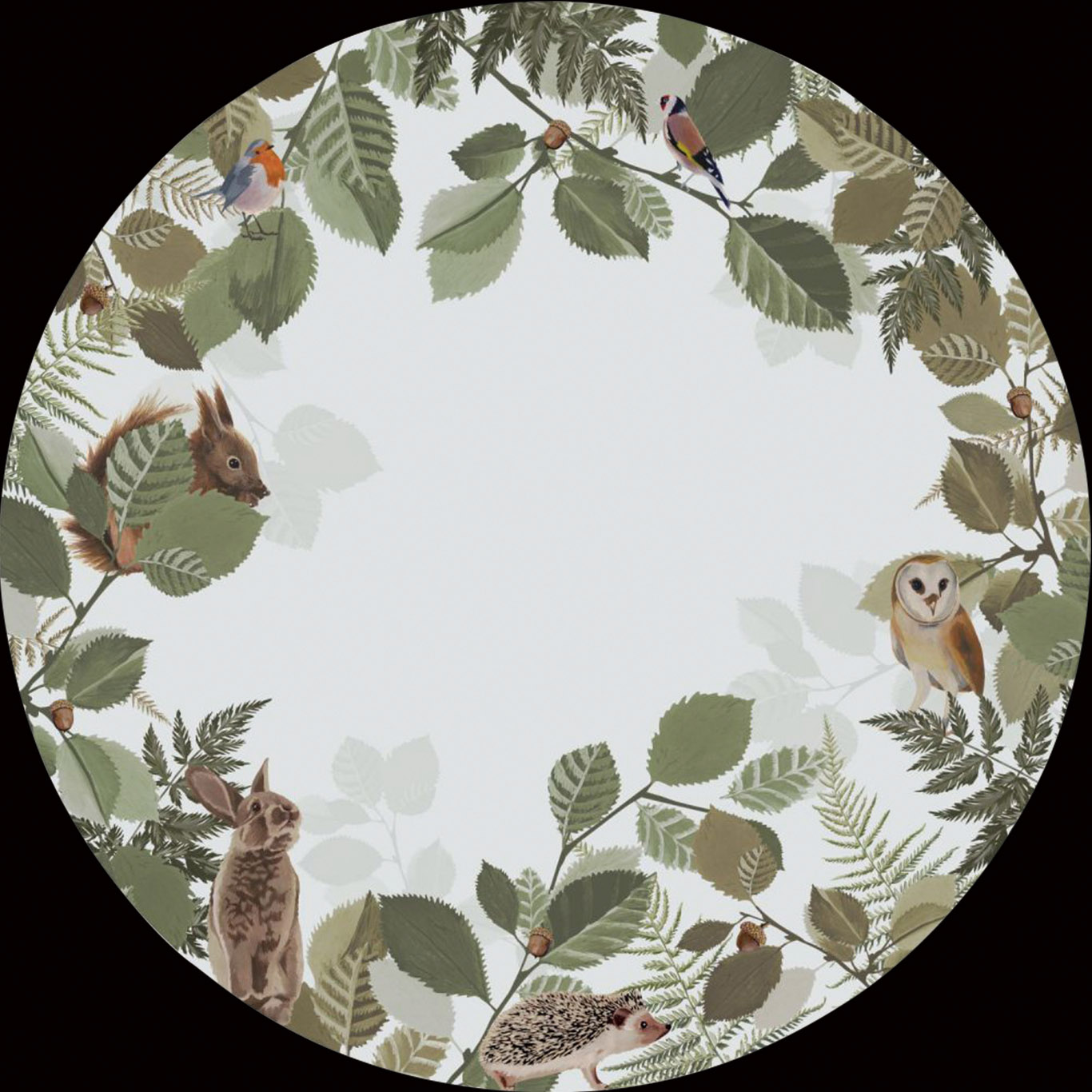 self-adhesive round wall sticker-Forest Animals