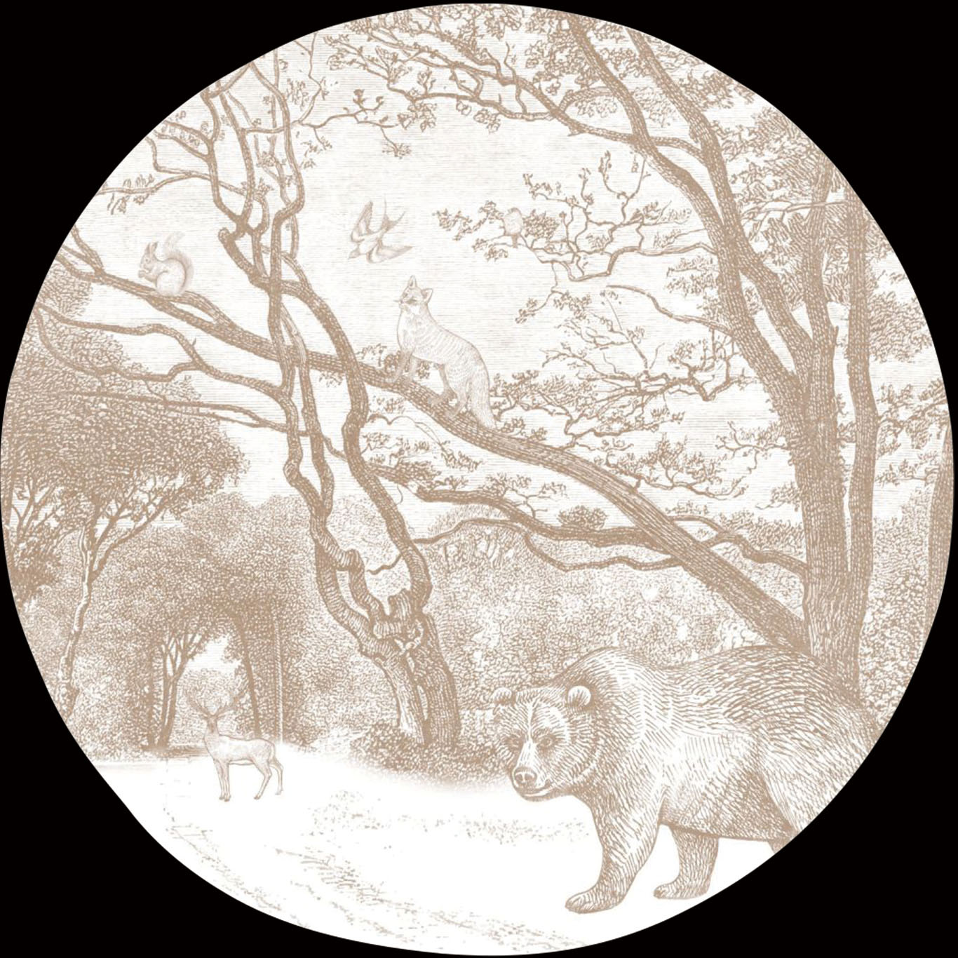 self-adhesive round wall sticker-Forest