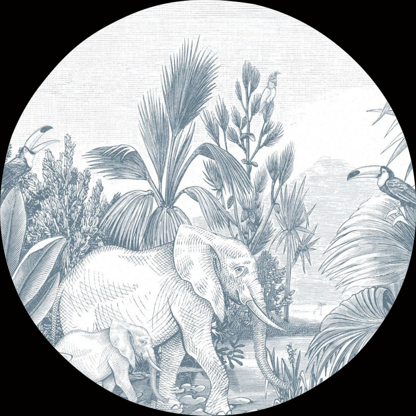 self-adhesive round wall sticker-Jungle