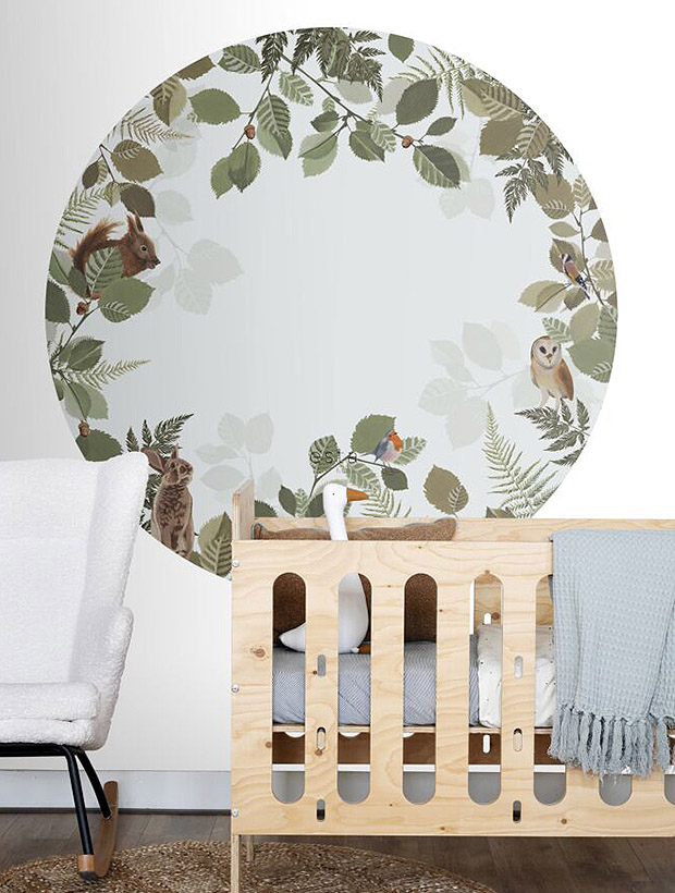 self-adhesive round wall sticker-Forest Animals