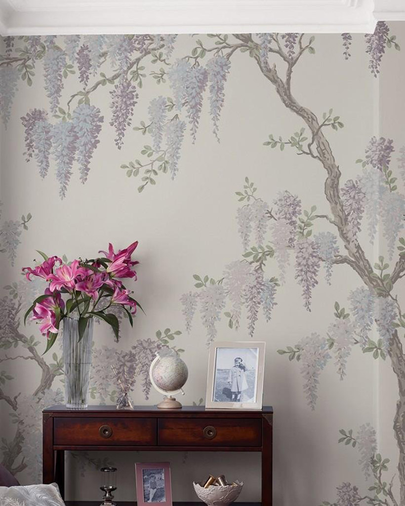Wisteria Garden Pale Iris Mural