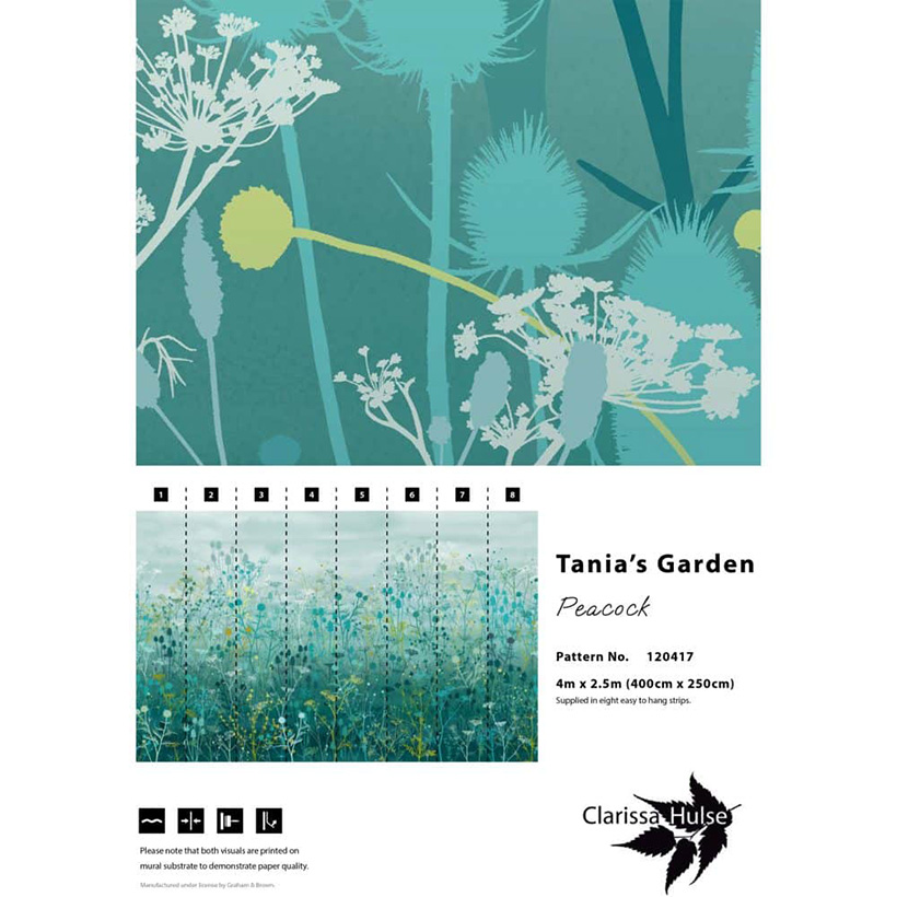 TANIA’S GARDEN FIXED SIZE MURAL – PEACOCK
